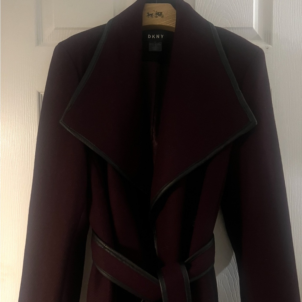 DKNY Women's Dark Burgundy Trench Coat